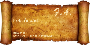 Fok Árpád névjegykártya